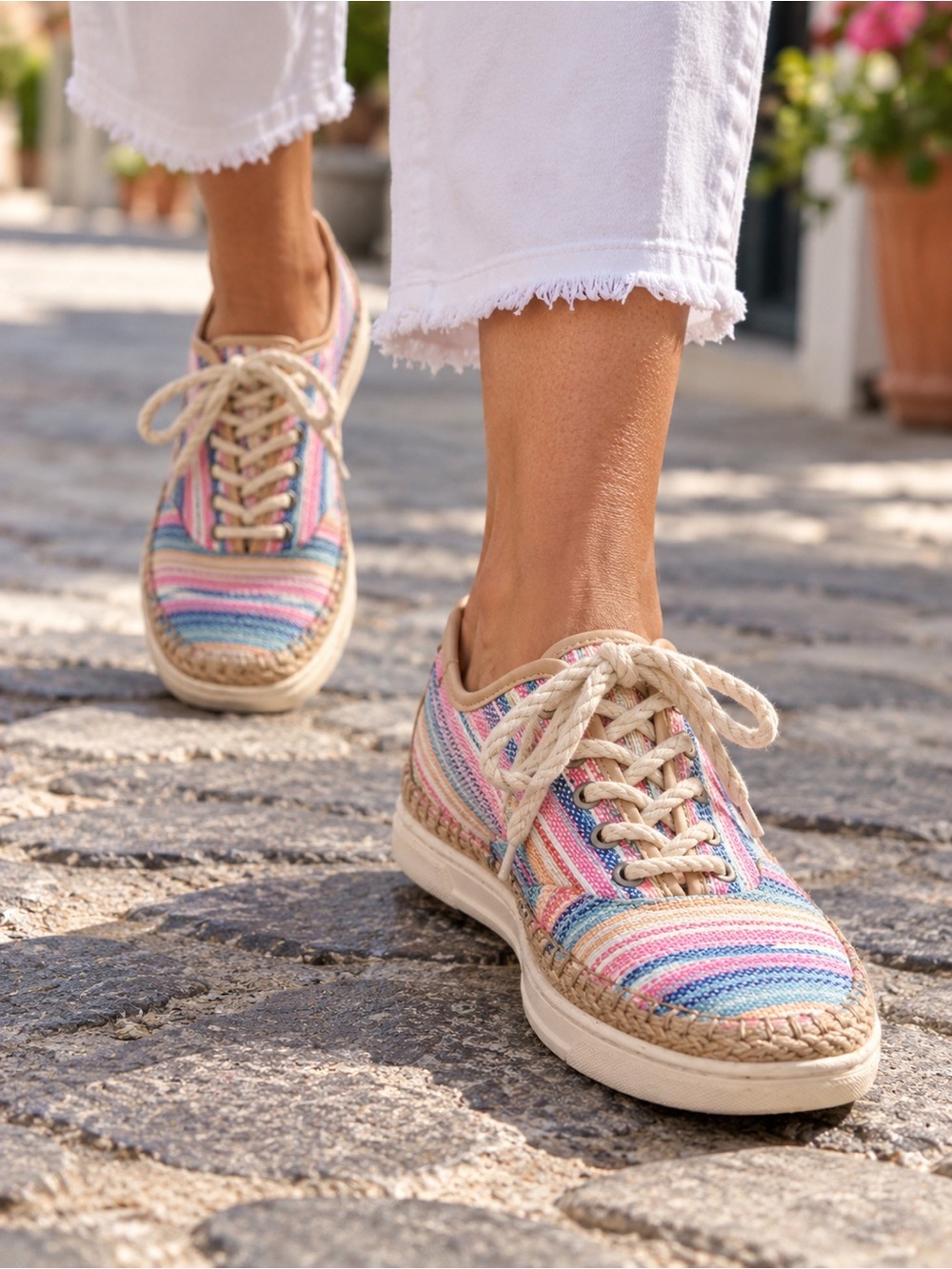 UGG Women’s Eyan II Serape Multi-Striped Lace-Up Sneakers